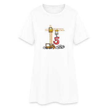 5ème anniversaire 5 ans grue chantier excavatrice garçon - Robe T-shirt Femme - blanc - Devant