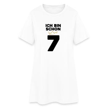 7 Geburtstag - 7 Jahre mit Krone - Frauen T-Shirt-Kleid - Weiß - Vorne