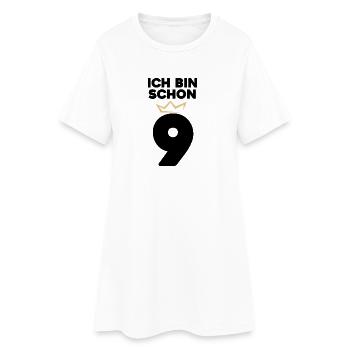 9 Geburtstag - 9 Jahre mit Krone - Frauen T-Shirt-Kleid - Weiß - Vorne