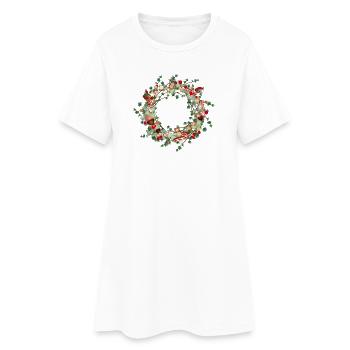 couronne de mélèze de Noël en filigrane comme cadre - Robe T-shirt Femme - blanc - Devant