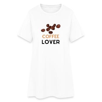 COFFEE LOVER - Frauen T-Shirt-Kleid - Weiß - Vorne