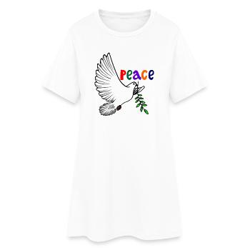 Colombe de la paix blanche avec texte de branche de laurier Français PAIX - Robe T-shirt Femme - blanc - Devant