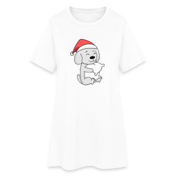 Maltese Chien Noël Sommeil Fatigué - Robe T-shirt Femme - blanc - Devant