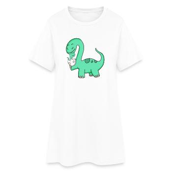 Dinosaure avec bébé dinosaure - Robe T-shirt Femme - blanc - Devant