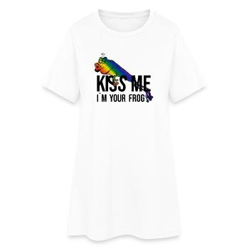 Grenouille - Princesse - Kiss -Kiss me - Robe T-shirt Femme - blanc - Devant