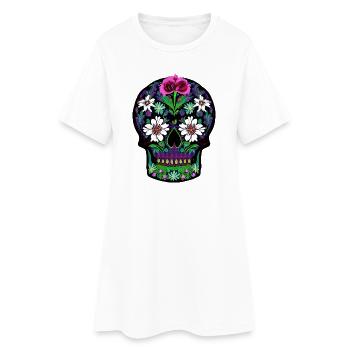 Crâne en sucre floral | Journée des morts mexicaine - Robe T-shirt Femme - blanc - Devant