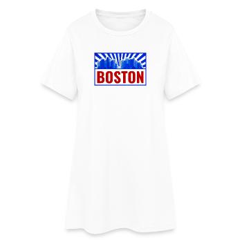 Boston Skyline Rétro Rouge Bleu - Robe T-shirt Femme - blanc - Devant