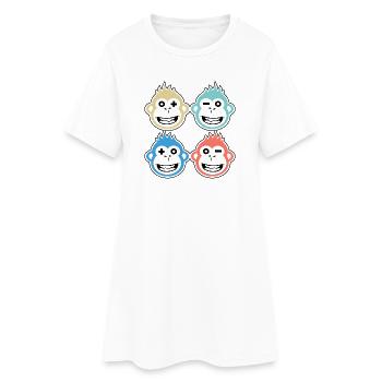 4 happy monkeys - Women’s T-Shirt Dress - white - Front