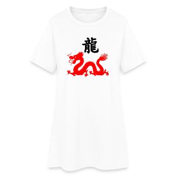 Écriture chinoise avec image de dragon rouge - Robe T-shirt Femme - blanc - Devant