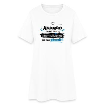Amoureux d'une informaticienne ! humour geek - Robe T-shirt Femme - blanc - Devant
