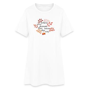 Feuilles d’automne et motifs de glands - Robe T-shirt Femme - blanc - Devant