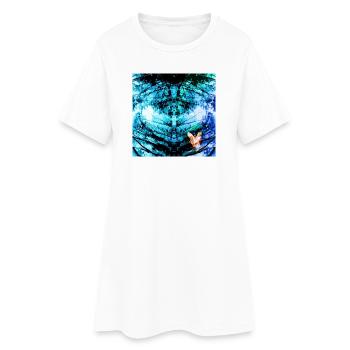 Blue Psychedelic Butterfly - Women’s T-Shirt Dress - white - Front