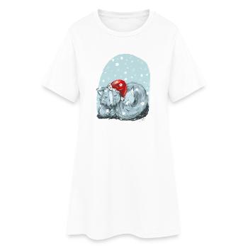 Winterwolf - Frauen T-Shirt-Kleid - Weiß - Vorne