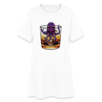 Small squid in whiskey 🥃 - Women’s T-Shirt Dress - white - Front