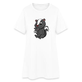 Grossesse en famille - mouffette avec bébé - Robe T-shirt Femme - blanc - Devant