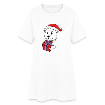 Weihnachten Eisbär mit Geschenke - Frauen T-Shirt-Kleid - Weiß - Vorne
