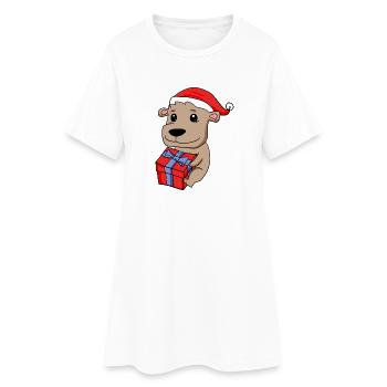 Bébé ours de Noël avec cadeau - Robe T-shirt Femme - blanc - Devant