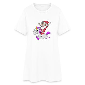 Père Noël Licorne Motif Noël - Robe T-shirt Femme - blanc - Devant