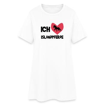 Herz Ich Liebe Pferde Statement Islandpferde - Frauen T-Shirt-Kleid - Weiß - Vorne