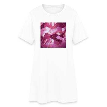 Pink Gold Marble Texture Geometric - Women’s T-Shirt Dress - white - Front