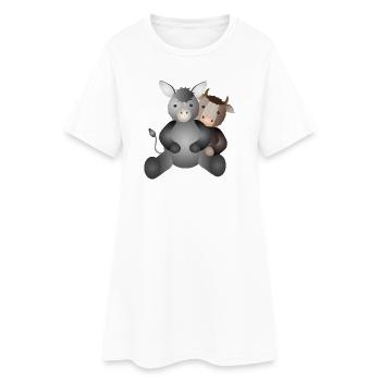 Bœuf et âne pour l’histoire de Noël - Robe T-shirt Femme - blanc - Devant