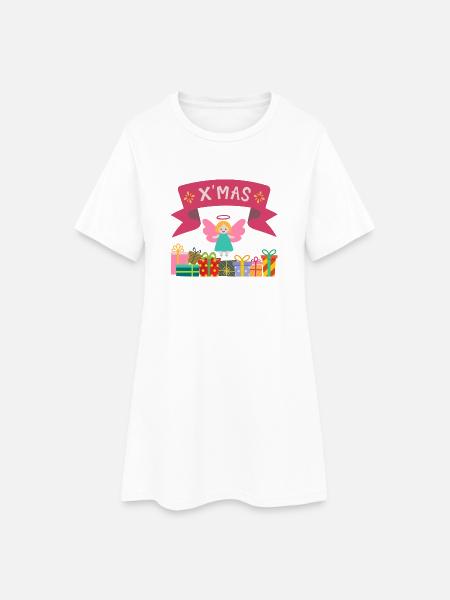 XMAS Engel mit Geschenken - Frauen T-Shirt-Kleid - Weiß