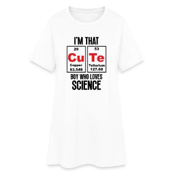 Ich bin dieser süße Junge, der die Wissenschaft liebt - Frauen T-Shirt-Kleid - Weiß - Vorne