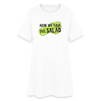Now we have the salad. Denglisch, Salat, Veggie - Frauen T-Shirt-Kleid - Weiß - Vorne