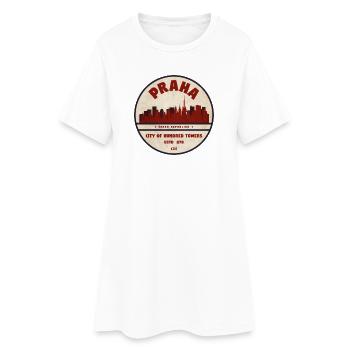 Logo rond vintage de la Skyline de Prague - Robe T-shirt Femme - blanc - Devant