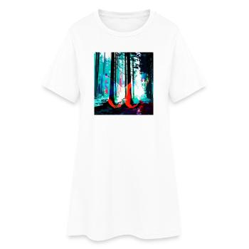 Neon Forest Dream Print - Women’s T-Shirt Dress - white - Front
