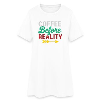 Le café avant la réalité - Robe T-shirt Femme - blanc - Devant