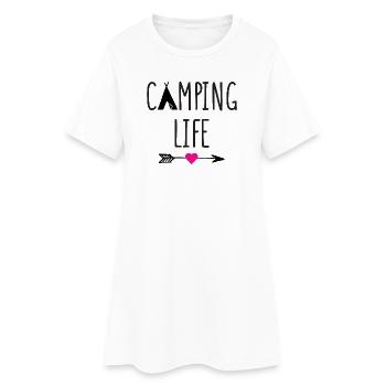 La vie en camping - Robe T-shirt Femme - blanc - Devant