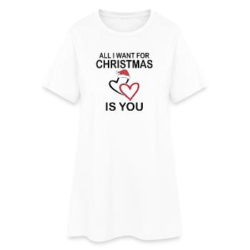 Tout ce que je veux pour Noël, c’est ton t-shirt - Robe T-shirt Femme - blanc - Devant