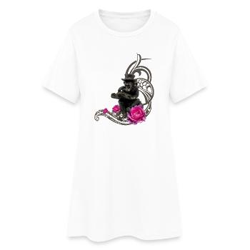 Un drôle de singe steampunk lit un livre - Robe T-shirt Femme - blanc - Devant
