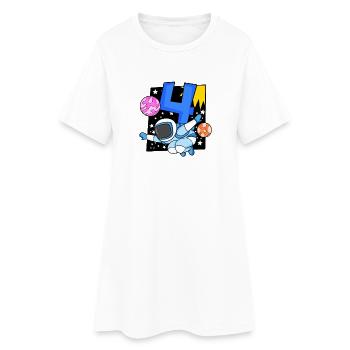 4e anniversaire 4 ans Espace jeune astronaute - Robe T-shirt Femme - blanc - Devant