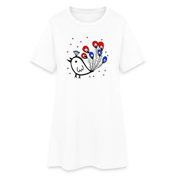 Karneval, Fasching, Spatz - Frauen T-Shirt-Kleid - Weiß - Vorne