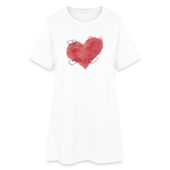 Cœur rouge Cœurs rouges Couples rouges - Robe T-shirt Femme - blanc - Devant