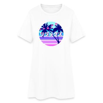 Détendez-vous Japonais Texte Soleil - Robe T-shirt Femme - blanc - Devant