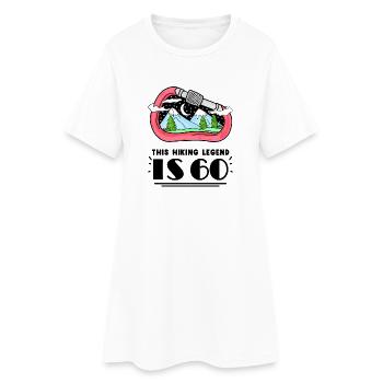 60ème anniversaire randonneur 60 ans randonnée en montagne - Robe T-shirt Femme - blanc - Devant