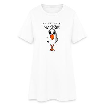 Nordsee Plattdeutsch Spruch Moin Möwe - Frauen T-Shirt-Kleid - Weiß - Vorne