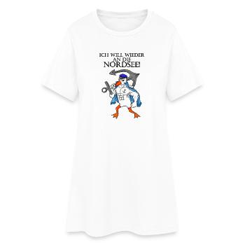Nordsee Plattdeutsch Spruch Moin Möwe Anker - Frauen T-Shirt-Kleid - Weiß - Vorne