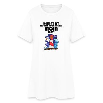 Nordsee Plattdeutsch Spruch Moin Möwe Leuchtturm - Frauen T-Shirt-Kleid - Weiß - Vorne