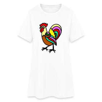 Hahn - Frauen T-Shirt-Kleid - Weiß - Vorne