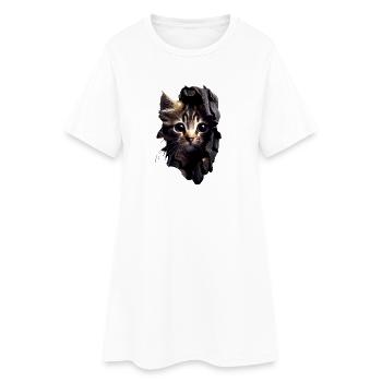 Cat Motif Art Cat Design Domestique Cat Meow Cat - Robe T-shirt Femme - blanc - Devant