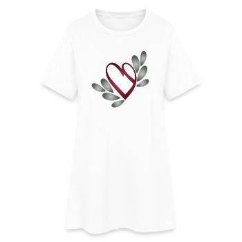 romantique symbole du cœur de la Saint-Valentin avec des feuilles - Robe T-shirt Femme - blanc - Devant
