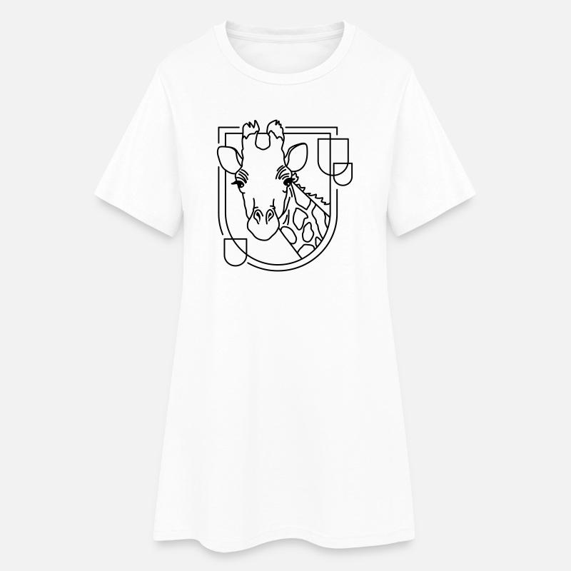 Girafe en forme géométrique - Conception d’art au trait - Robe T-shirt Femme - blanc