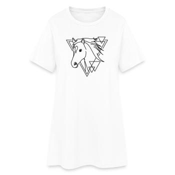 Cheval en forme géométrique - Conception d’art au trait - Robe T-shirt Femme - blanc - Devant