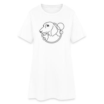 Teckel en forme géométrique - Design d’art au trait - Robe T-shirt Femme - blanc - Devant