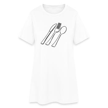 Cuillère à fourche à couverts et couteau transparent - Robe T-shirt Femme - blanc - Devant