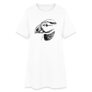Oiseau macareux dessiné à la main - Robe T-shirt Femme - blanc - Devant